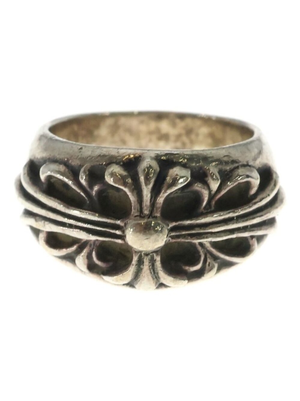 Chrome Hearts Flrl Floral Cross Ring Silver